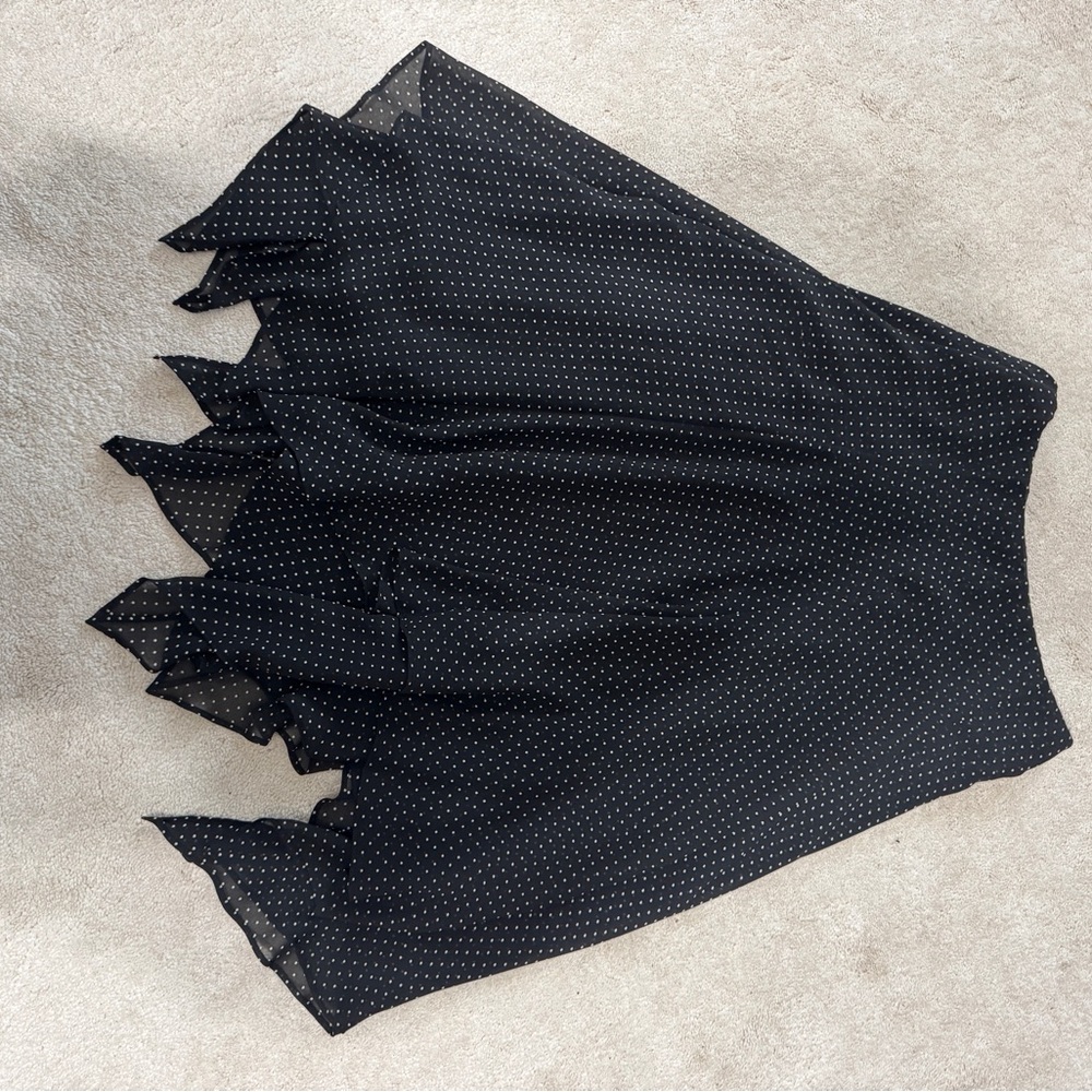 Chaps Black and White Polka Dot Skater Skirt
